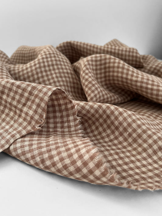 REMNANT 1m Mocha Mini Gingham