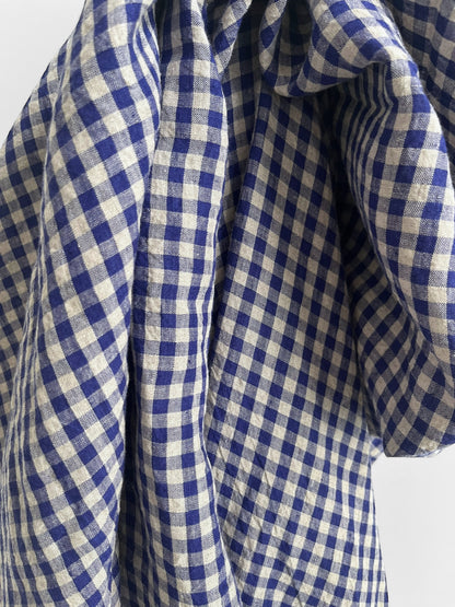 Close-up of blue and white checkered fabric
